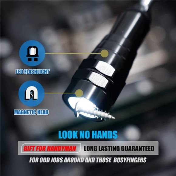 Extendable Magnetic Flashlight with Telescoping Magnet Pickup Tool-Cool Gadgets - Picture 6 of 7